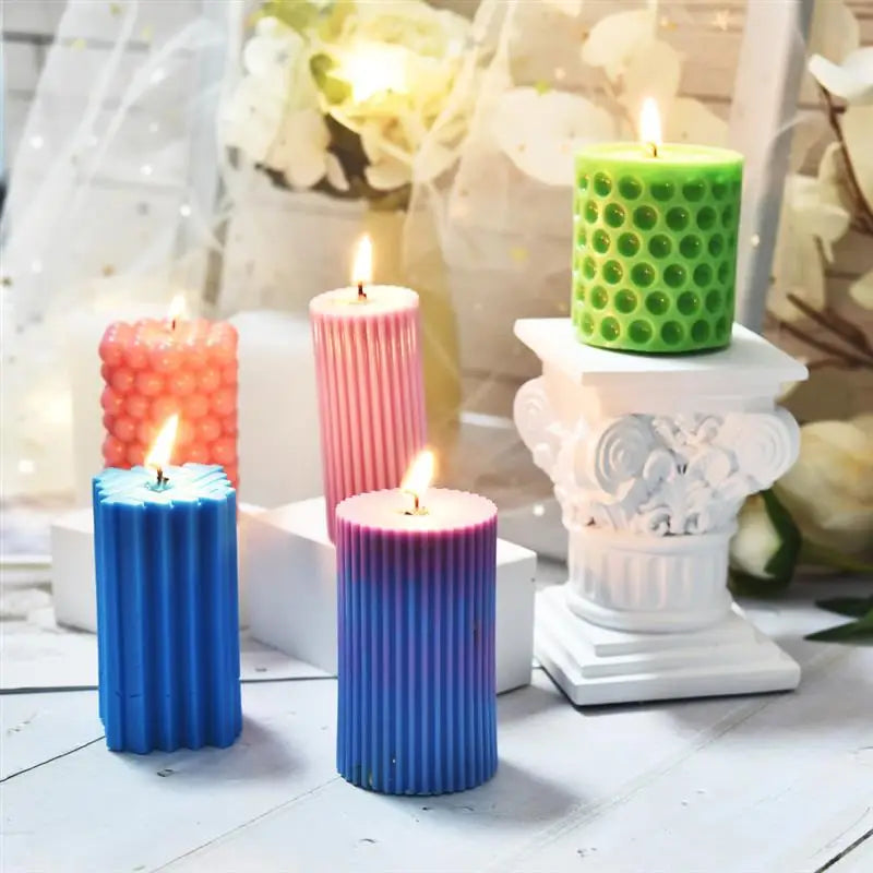 Classical Striped Roman Cylindrical Silicone Candle Mold for DIY Handmade Candles