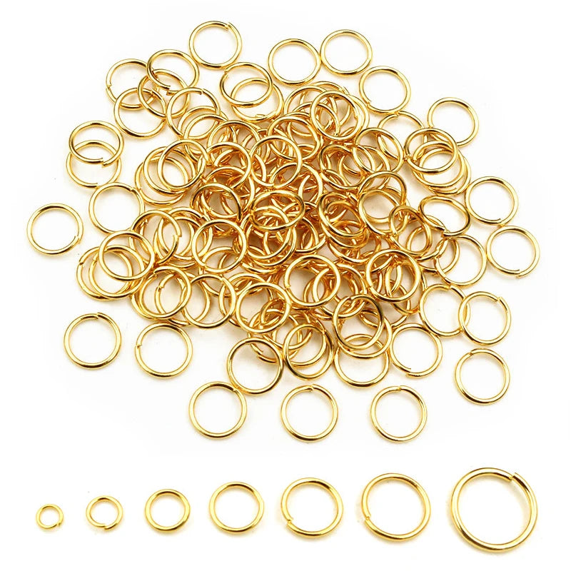 200pcs Stainless Steel Gold Color Split Jump Rings for Jewelry Making