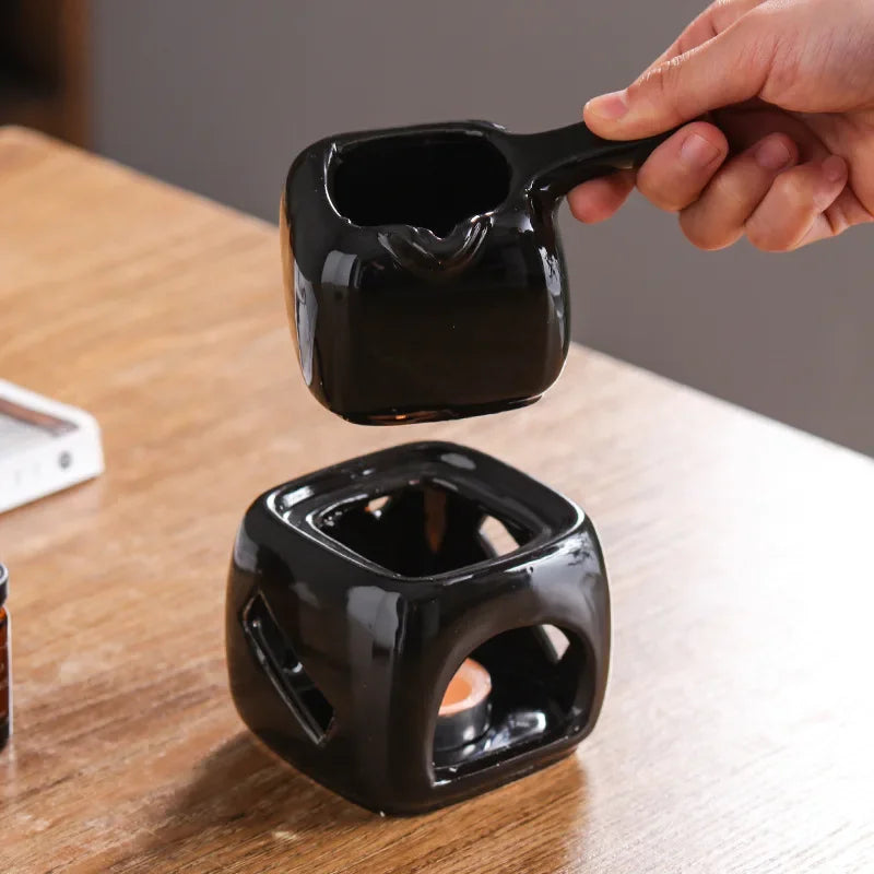 2 in 1 Ceramics Spa Essential Oil Massage Heater Black Square Warmer