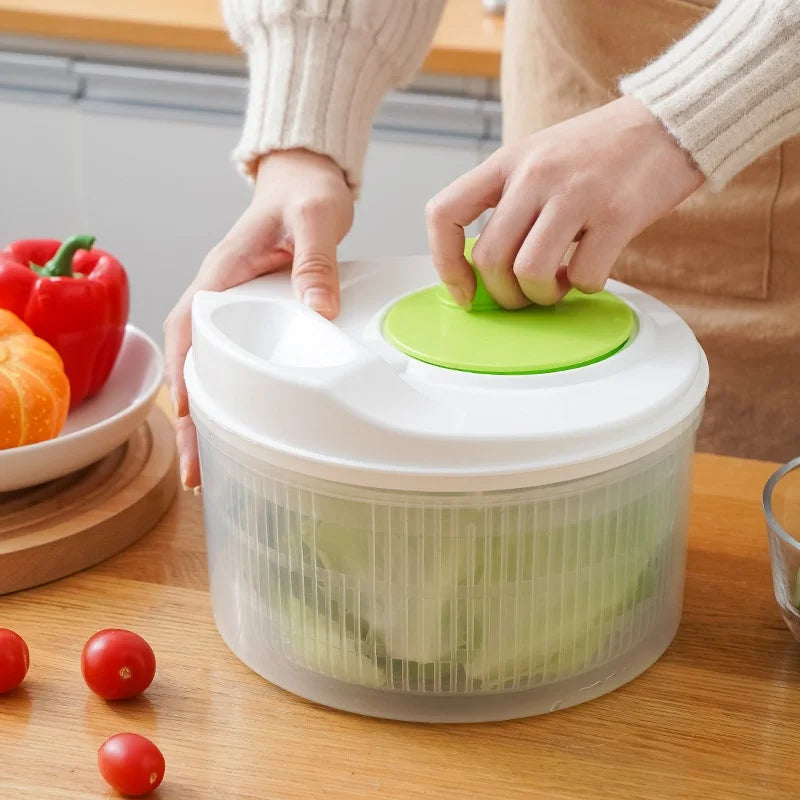 Multifunctional Manual Vegetable Dehydrator and Salad Spinner with Fruit and Lettuce Drain Basket for Efficient Home Kitchen Use