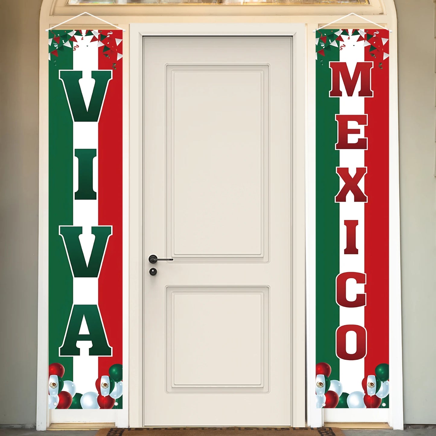Viva Mexico Porch Banner September 16th Mexican Independence Day Party Front Door Sign Wall Hanging Banner Decorations