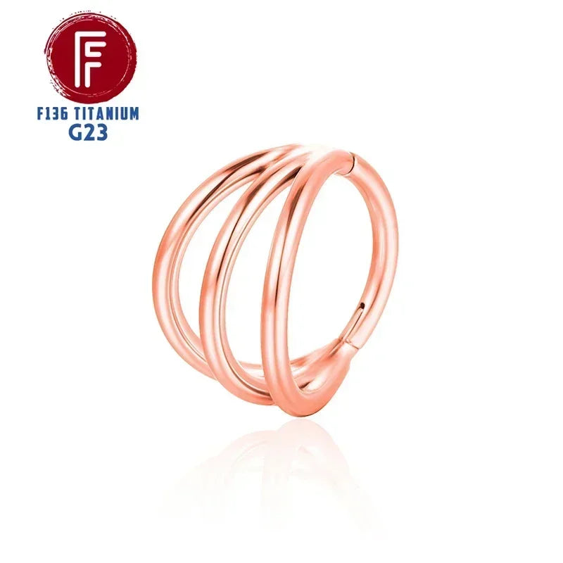 F136 Titanium 3 Layers Nose Rings and Ear Cuff Jewelry