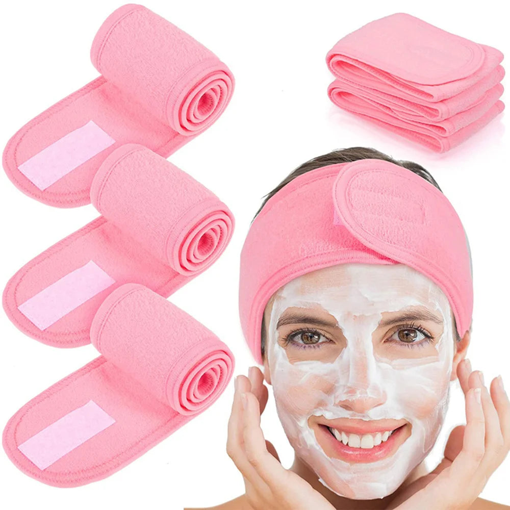 1pc Adjustable Head Band Hairband with Mask Brush for Makeup and Spa