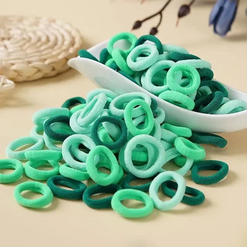 100pcs Girls Colorful Elastic Hair Bands for Ponytails and Scrunchies