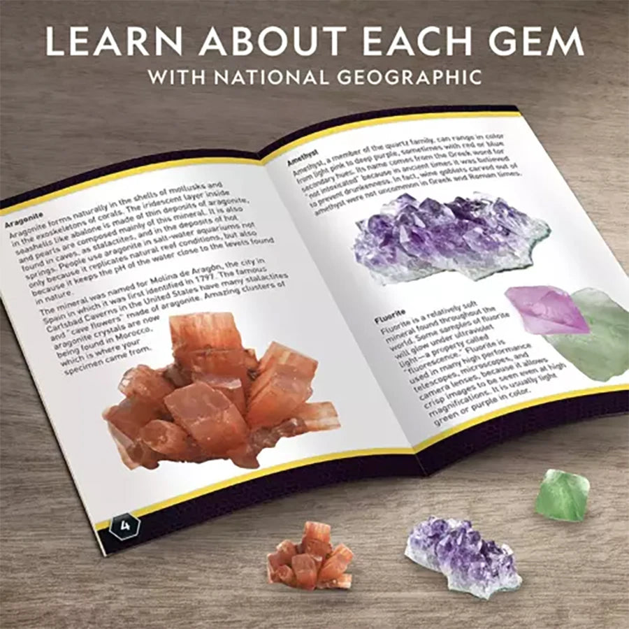 National Geographic Dig and Discover Gem Stone Crystal Mining Kit for Kids Educational Toy Hands-On Learning Gift