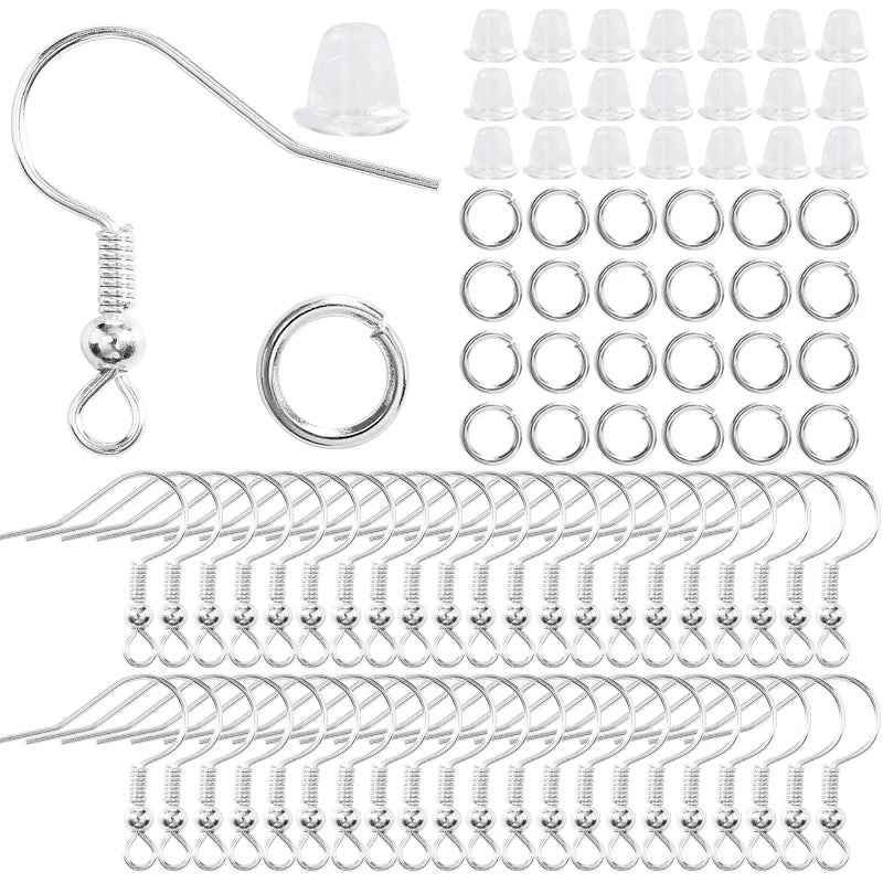 300Pcs Earrings Set Hypoallergenic Hooks Rubber Backs for Jewelry Making