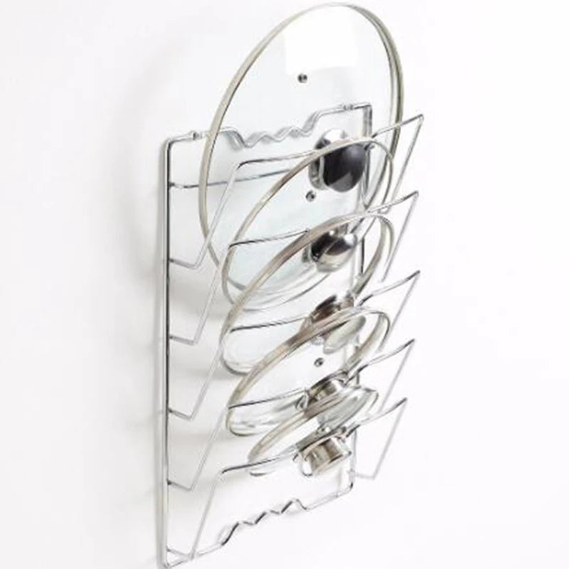 Stainless Steel Pot Lid Rack Kitchen Organizer Premium Dish Rack Holder for Efficient Kitchen Storage