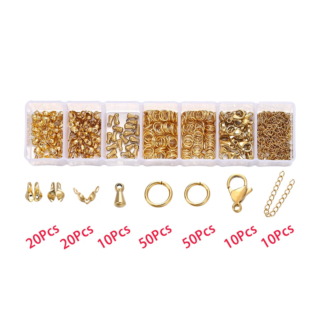 210-400Pcs Box Jewelry Making Kits with Clasp and Jump Rings