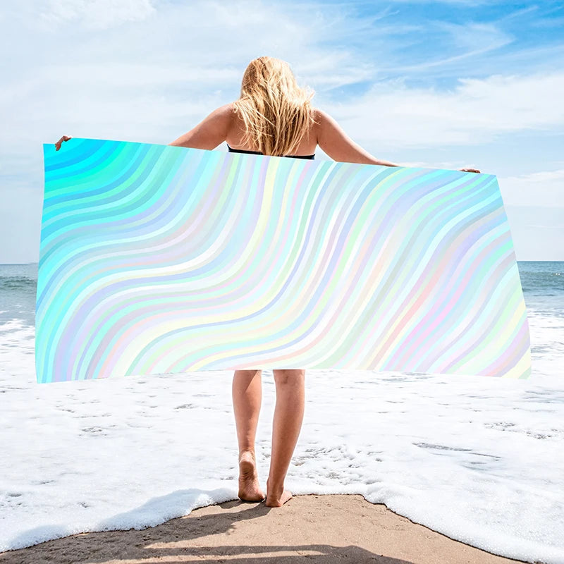 1 Large-Sized Ocean Element Beach Towel with Quick-Dry Absorption