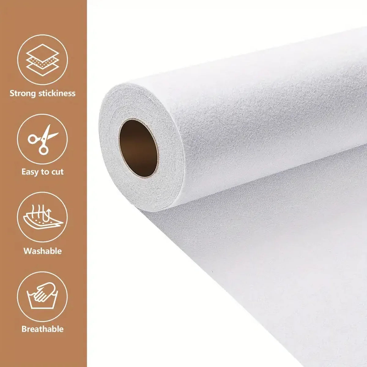 Iron On Fusible Fleece Interfacing Roll 12 Inch by 5 Yard Non Woven Batting for Sewing Crafting and Quilting