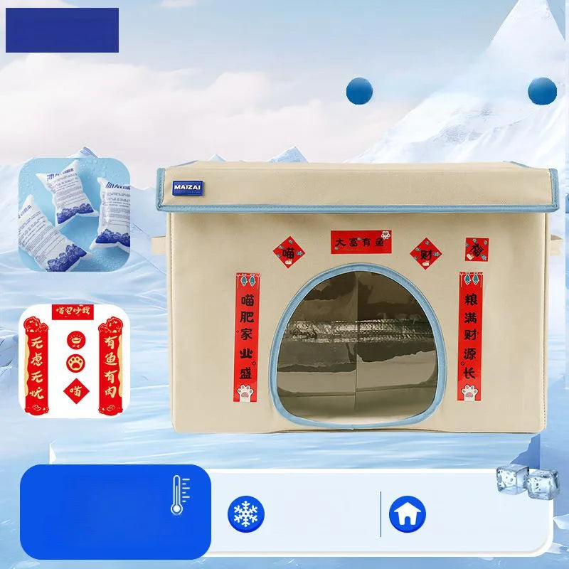 Cooling Pet House Large Capacity Washable Cat Air-conditioned Room Oxford Cloth Bite Resistant Removable Summer Cooler Pets Nest