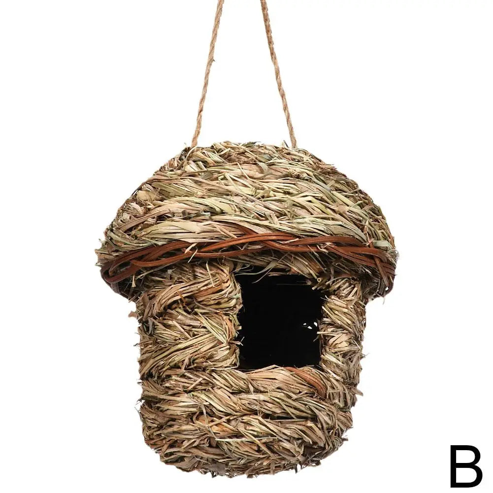 Handwoven Straw Bird Nest Parrot Hatching Outdoor Garden Hanging Hatching Breeding House Nest Bird Accessory