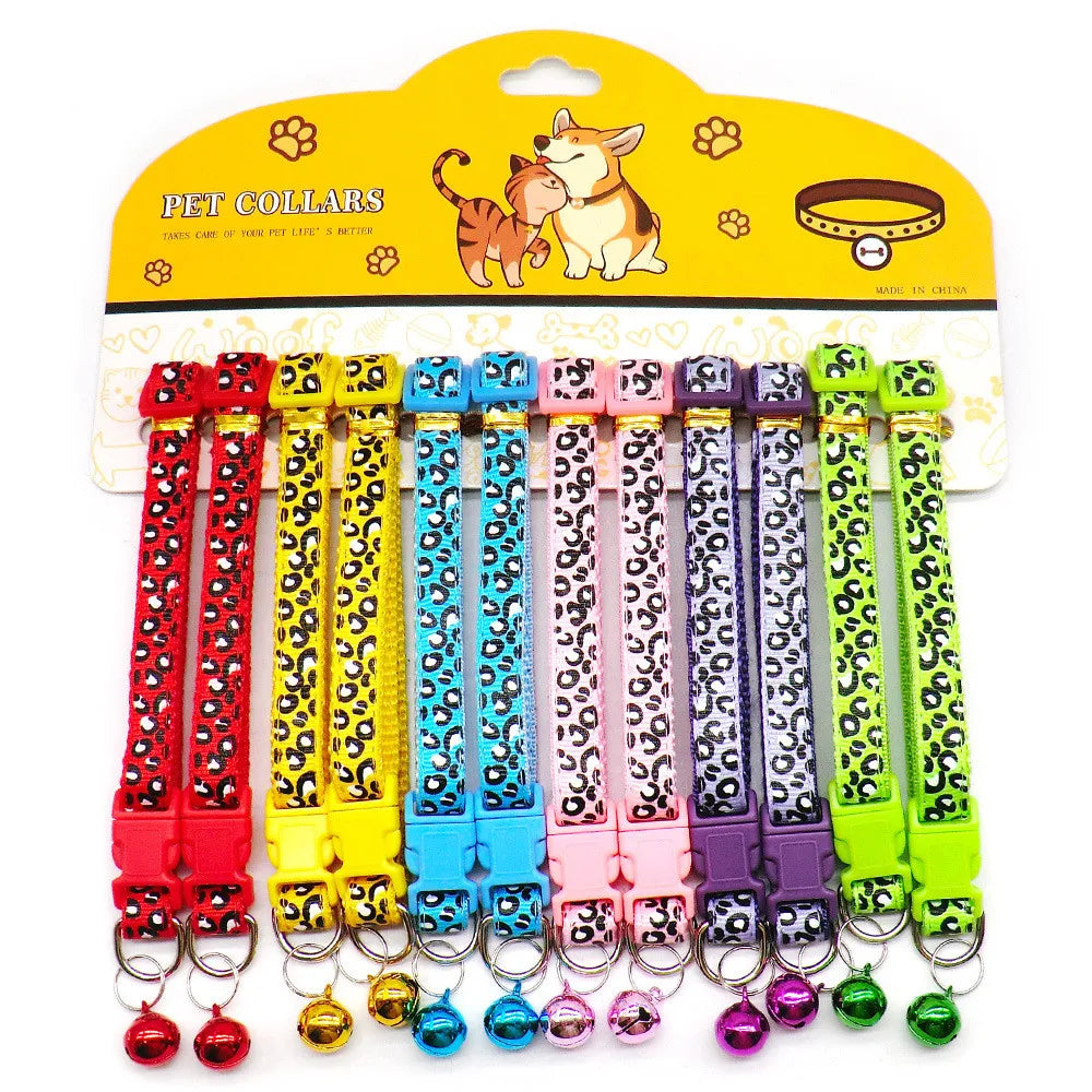 12PCS Wholesale With Bell Collars Delicate Safety Casual Nylon Dog Collar Neck Strap Fashion Adjustable Bell Pet Cat Dog Collars