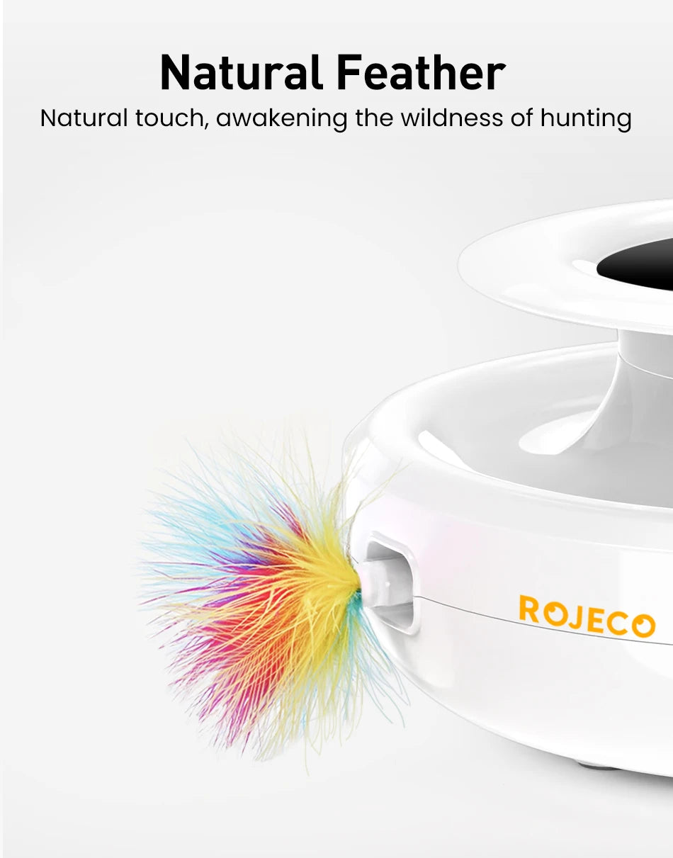 ROJECO 2 in 1 Smart Cat Toys Automatic Feather Ball Set