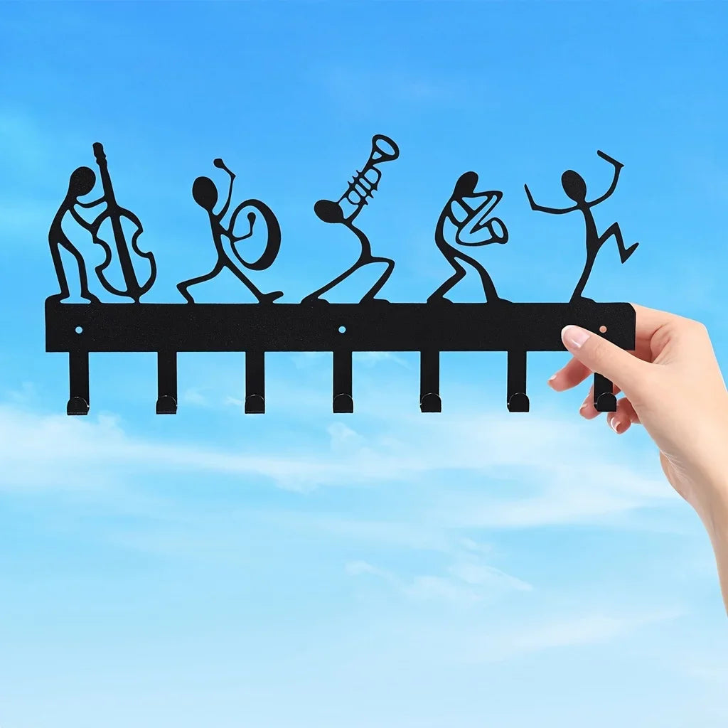 Metal Symphony Orchestra Key Holder Hooks Rack 11.81 Inches