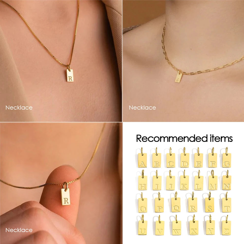 SUNIBI Alphabet Charm Pendant for Necklaces Stainless Steel Jewelry