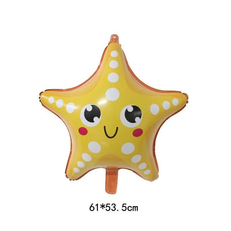 4th Birthday Sea Animal Decoration Blue Foil Balloon 32inch