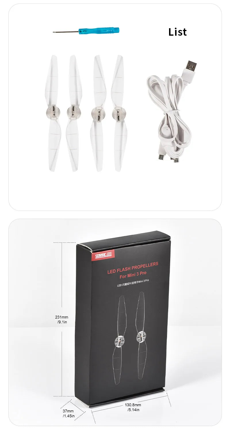4pcs Mini 4 Pro Rechargeable LED Light Flash Propellers for DJI Mini 3 Pro Air 3