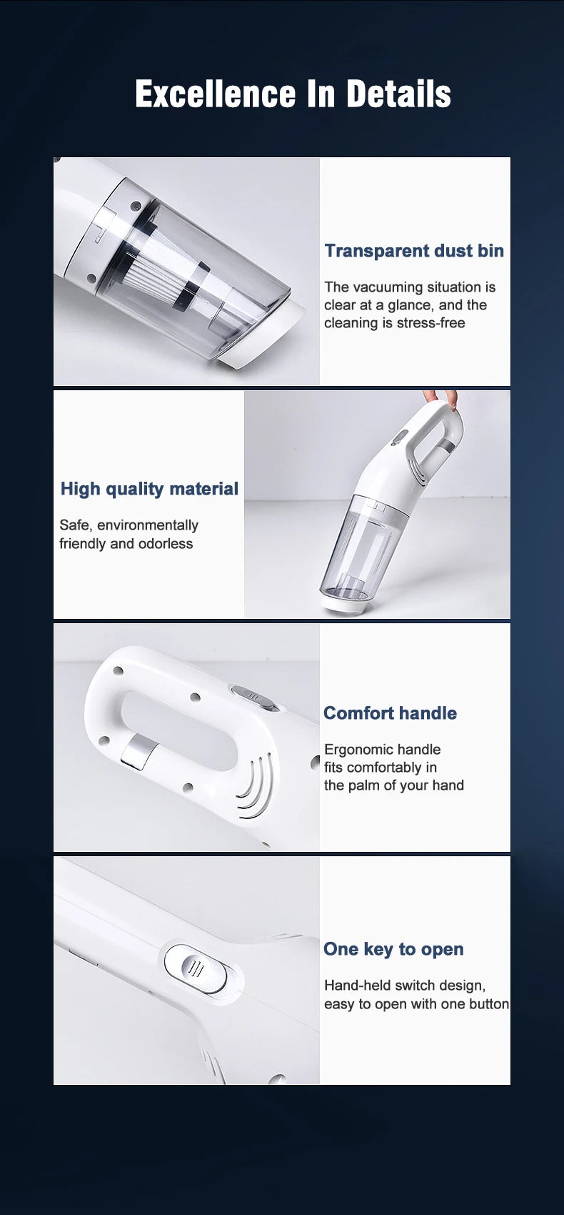 Aspiradora de mano para el hogar, recargable, portátil, para coche, hogar, doble propósito, inalámbrica, recogedora de polvo para pelo de mascotas, 10 000 PA