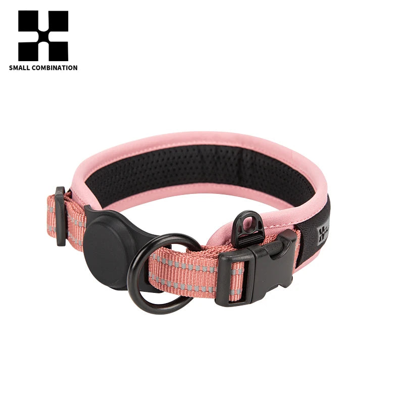 Personalized Adjustable Nylon Reflective Dog Collar with AirTag Holder for Small Medium and Large Dogs