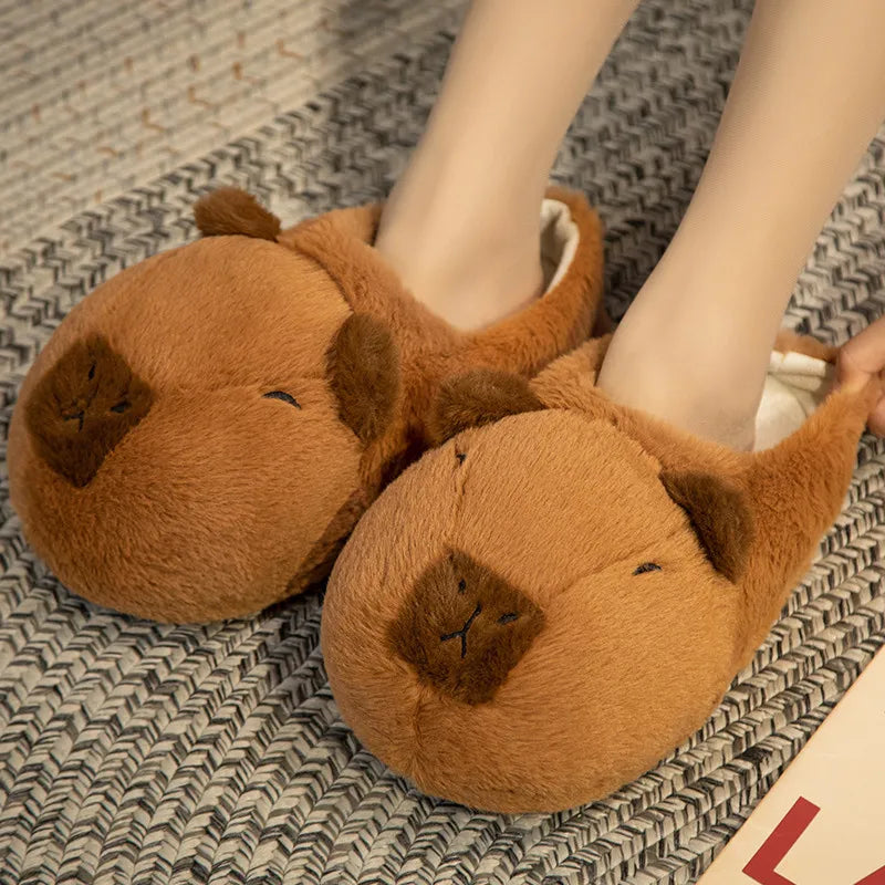 Cute Capybara Plush Slippers Soft Warm Indoor Shoes