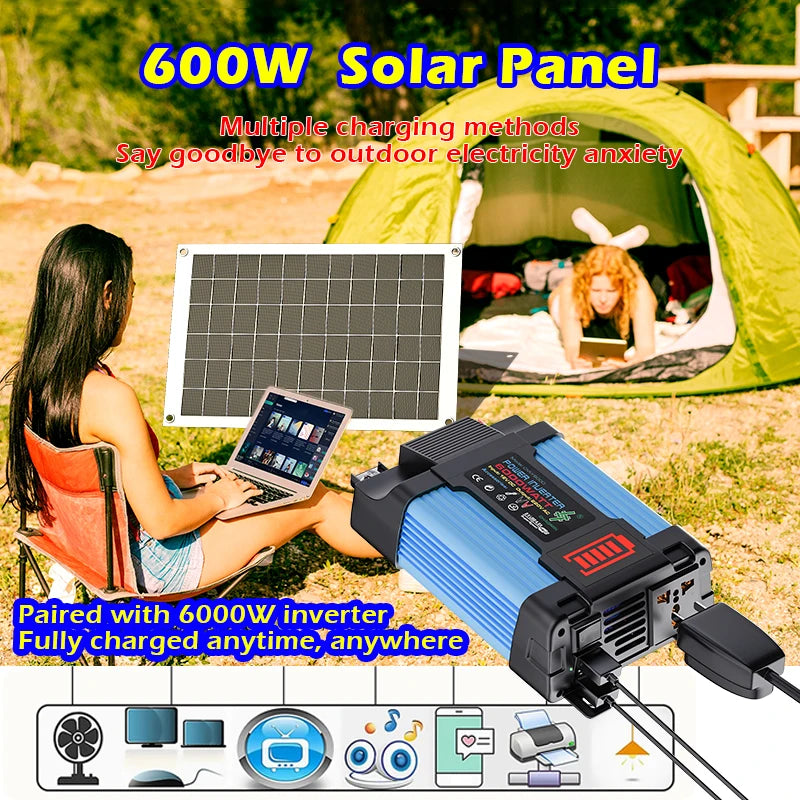 6000W Solar Inverter Kit with 600W Panel 12V Charging System