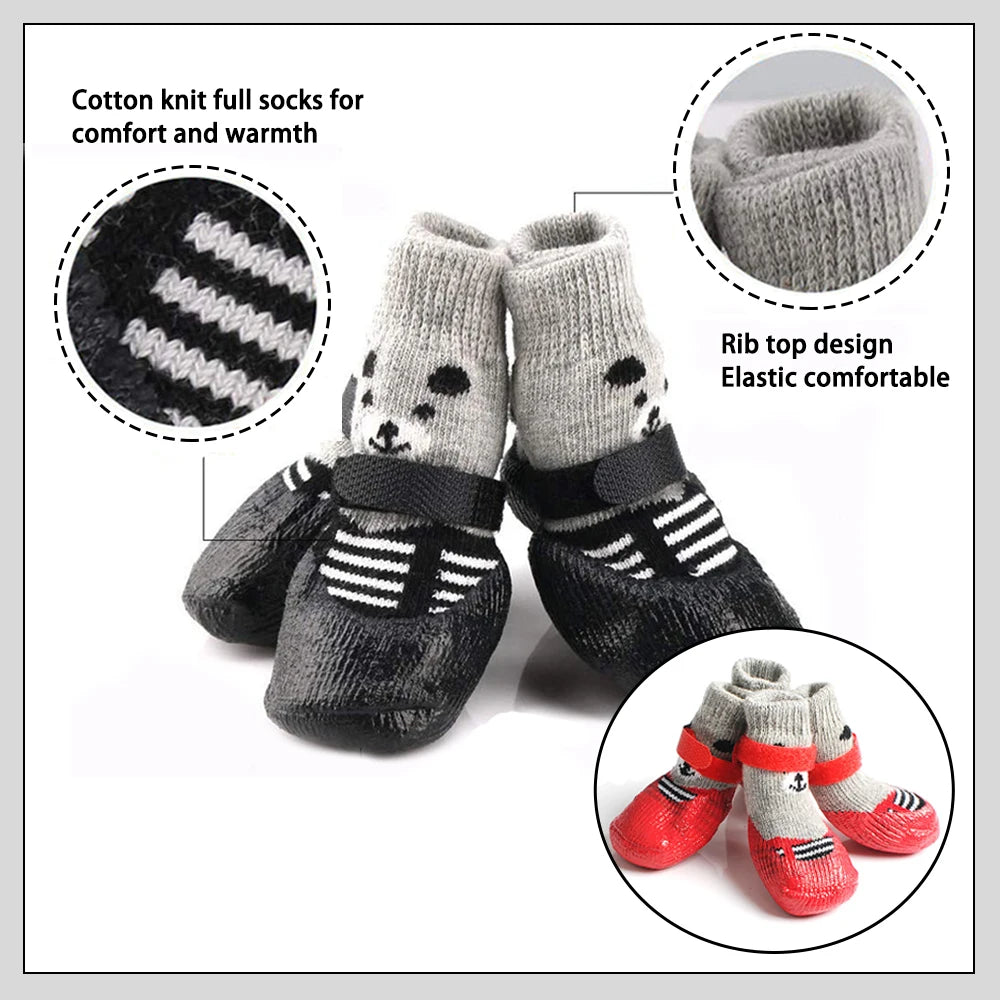 4-Pack of Non-Slip Dog Socks to Prevent Licking and Biting of Hard Wooden Floors, Strong Grip, Paw Protection, Anti-Scratch Cat and Dog Socks