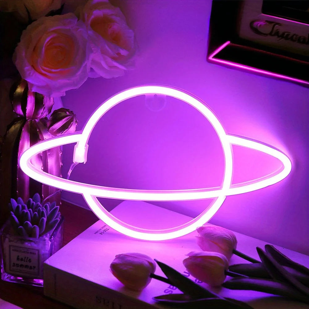 1pc Lightning Neon Light Creative LED Sign USB Battery Night Light for Home Bedroom Party Decor