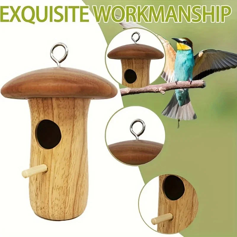 1Pc Outdoor Hummingbird House Natural Wooden Hanging Hummingbird Nest Wild Bird House Hummingbird Feeder Outdoor Garden Yard