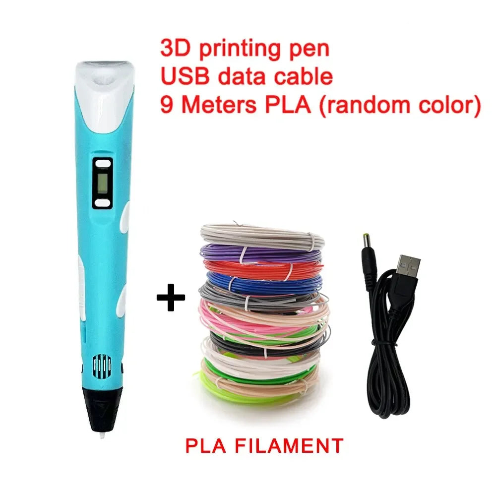 USB 3D Printing Pen Drawing 9M PLA Children's 3D Graffiti Drawing Pen Toy Smart Gift DIY Art Tool Birthday Christmas Gift