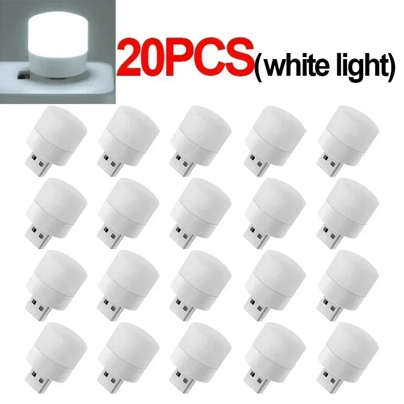 1-20Pcs Mini USB Night Light Warm White Eye Protection LED Lamp