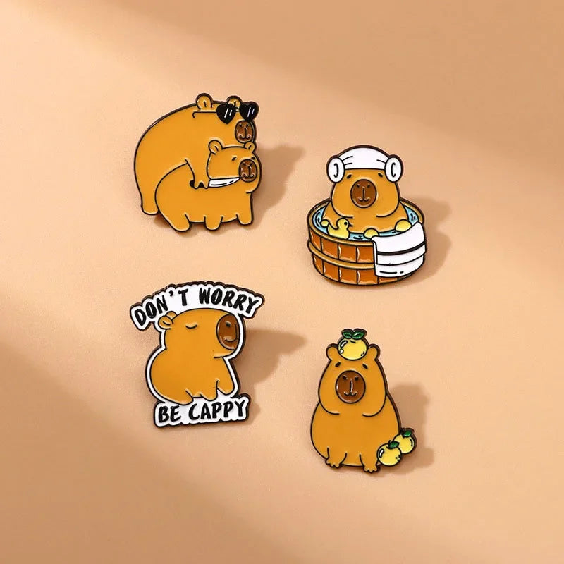 Elviragirl 1Pcs Cute Cartoon Capybara Enamel Brooch Pin