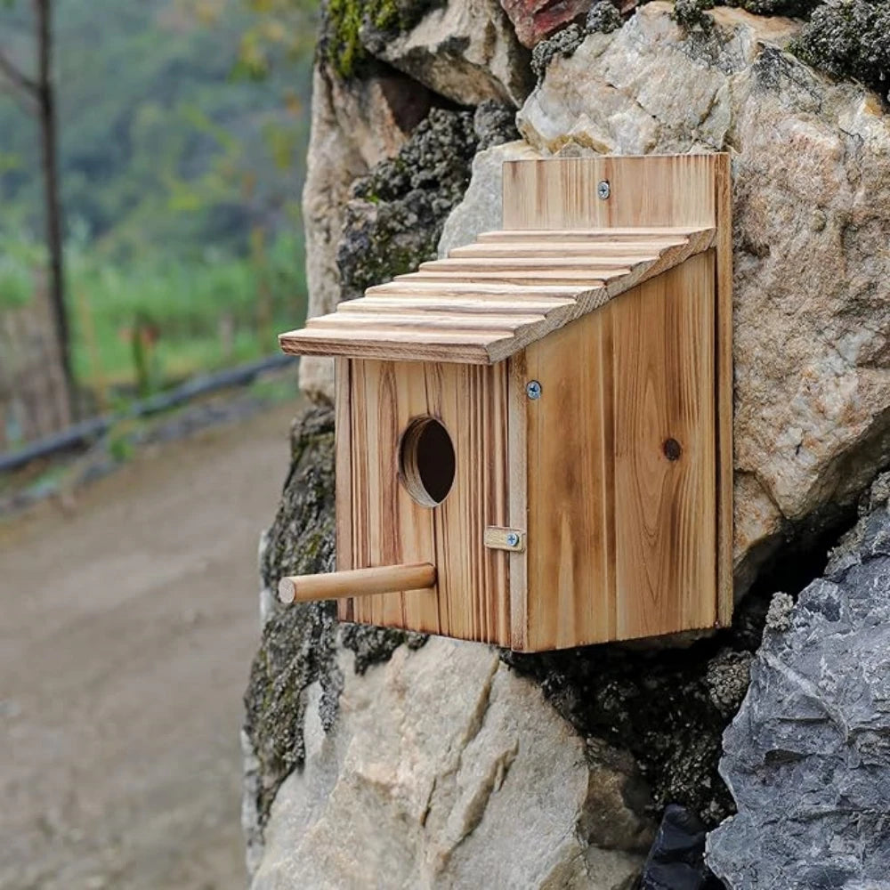 Garden Wooden Hummingbird House Wild Bird For Outdoor Hanging Feeder For Outdoor Garden Yard Decoration Swallow Sparrow Nesting