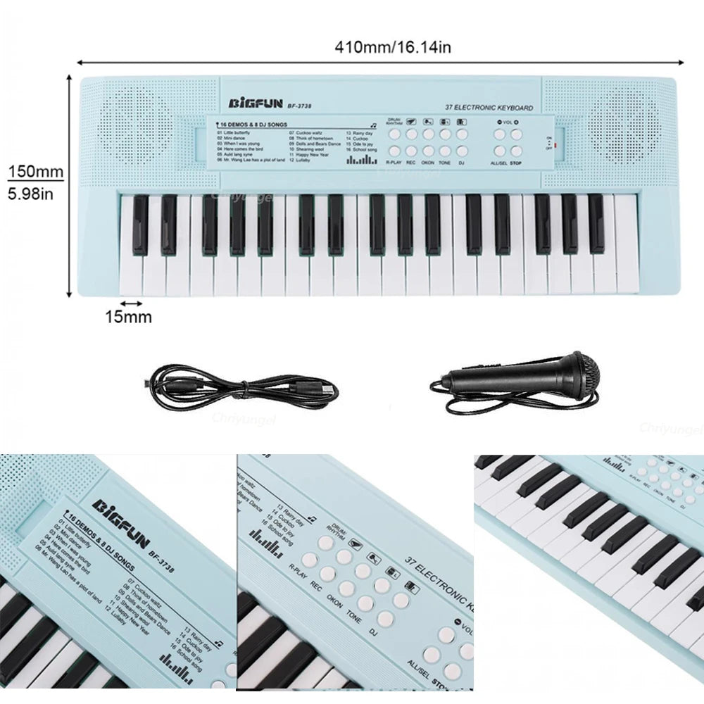 37 Keys Kids Electronic Piano Keyboard with Microphone Educational Musical Instrument for Boys and Girls