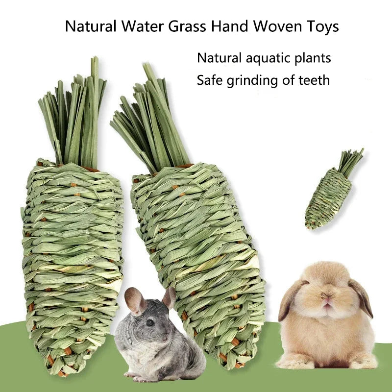 Hand Wove Natural Straw Rope Carrot Hamster Molar Chew toy Small Pets Toys For Hamster Rabbit Grinding Groducts Gnaw Toy Supply