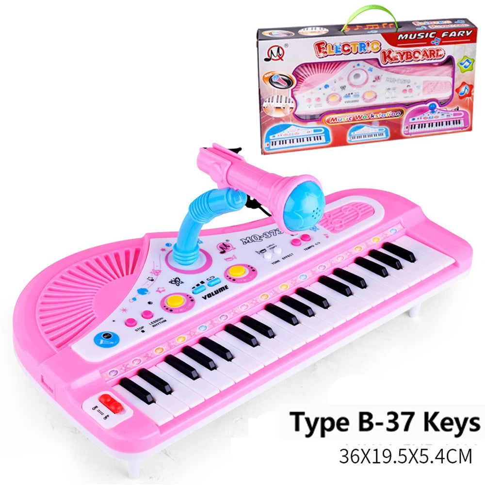 Chriyungel Kids Electronic Piano Keyboard with Microphone 61 Keys or 37 Keys Musical Instrument Toy for Beginner Children