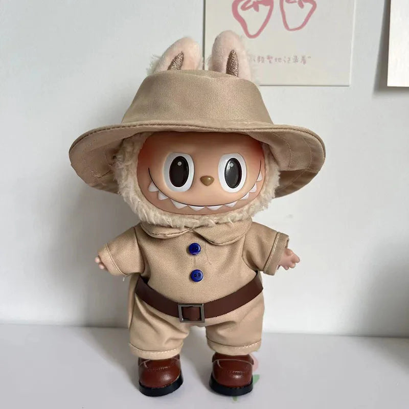 17cm Cute Mini Plush Doll Shark Onesie Clothes Outfit Accessories for Kpop Exo Labubu Dolls