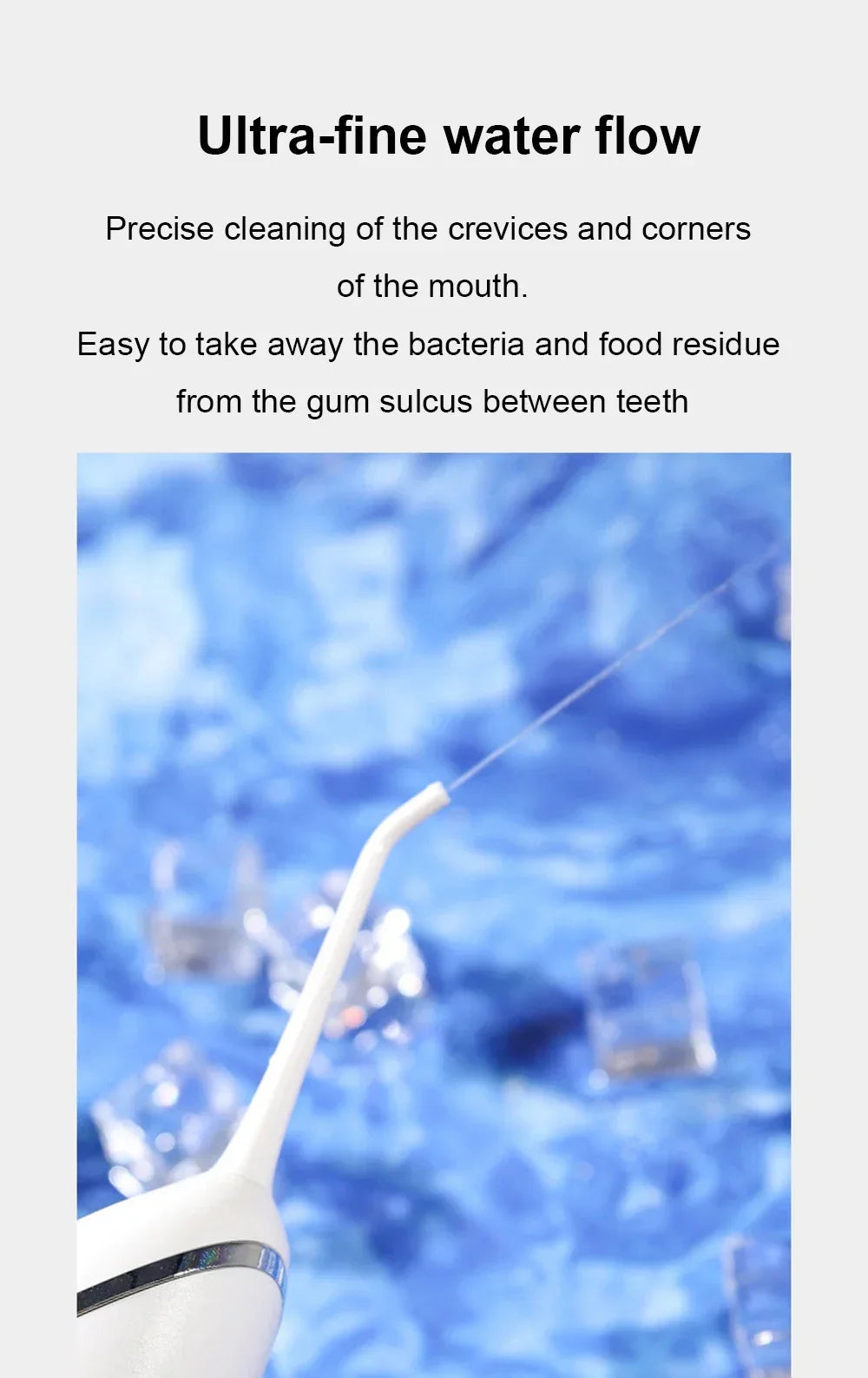 Electric Tooth Flosser High Pressure Jet USB Rechargeable Oral Irrigator with Whitening Technology