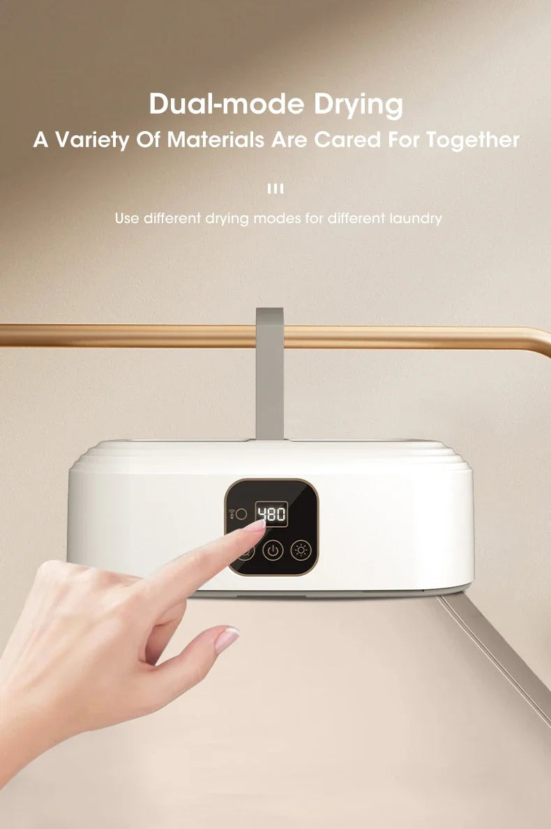 Secadora de ropa eléctrica multifuncional, portátil, compacta, plegable, con bolsa para secadora y ajuste de tiempo
