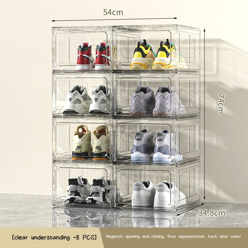 Transparent Shoe Box Magnetic Suction Door Dustproof Storage Box