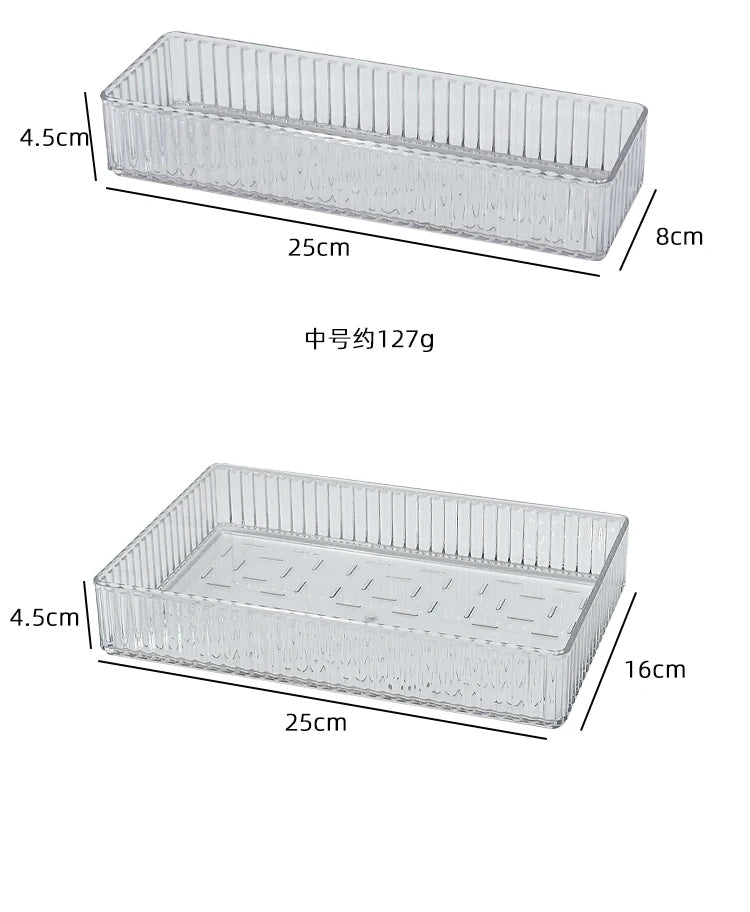 Clear Plastic Drawer Organizers Set for Bathroom and Vanity Storage Bins