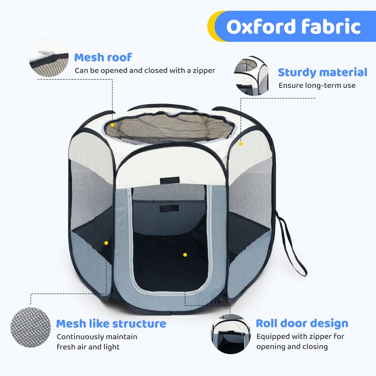 Foldable Cat Tent Portable Pet House Outdoor Travel Pet Cage Cat/Dog Fence With Mesh Top and Window Kennels