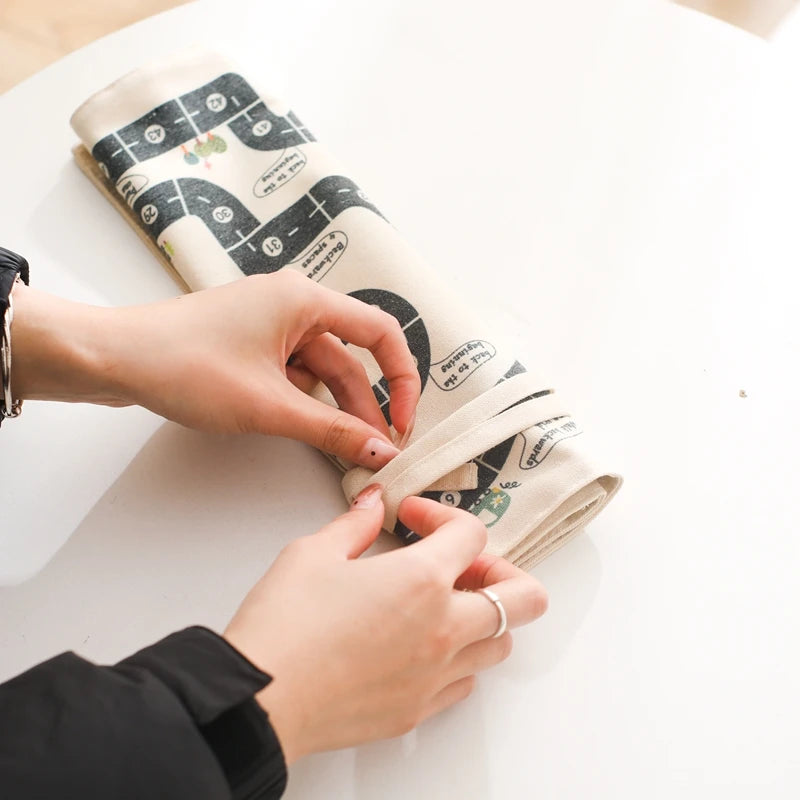 Children's Montessori Traffic Toy Wooden Car Game with Baby City Road Map 35x31 CM Educational Gift for Kids