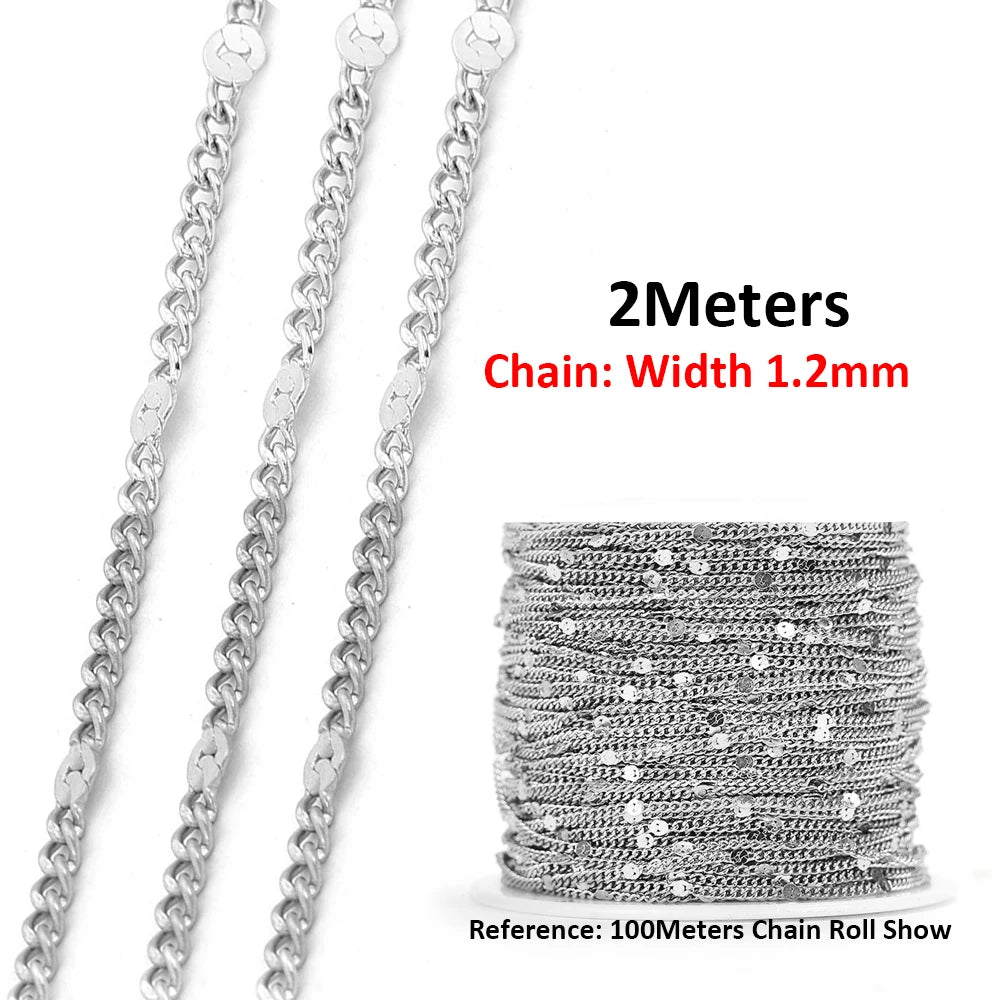 2 Meters/1 Meter High Quality Gold Color Stainless Steel Chain for DIY Jewelry Making