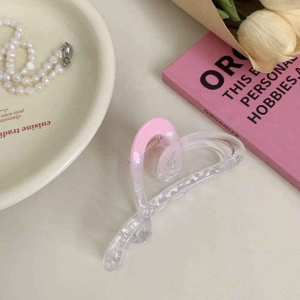 Fashion Pink Gradient Hair Clip Butterfly Bow Shark Clip for Women