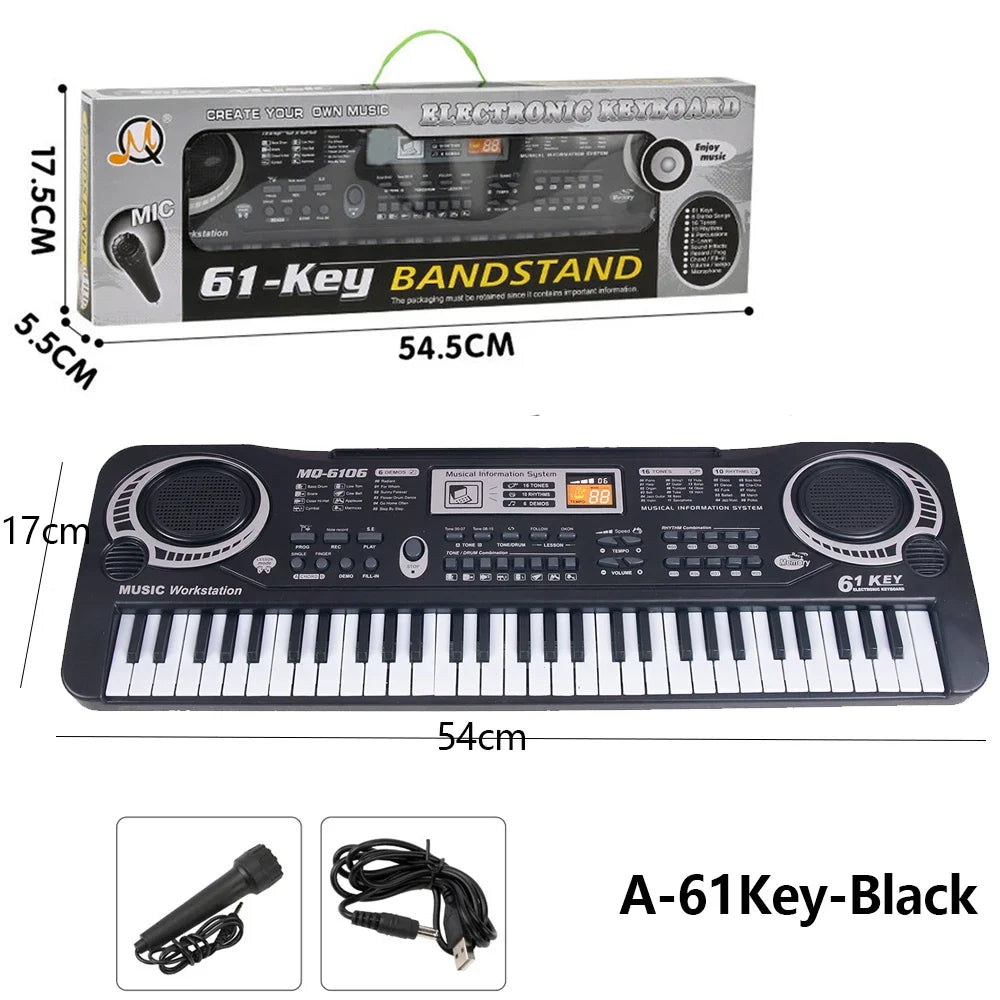 Chriyungel Kids Electronic Piano Keyboard with Microphone 61 Keys or 37 Keys Musical Instrument Toy for Beginner Children