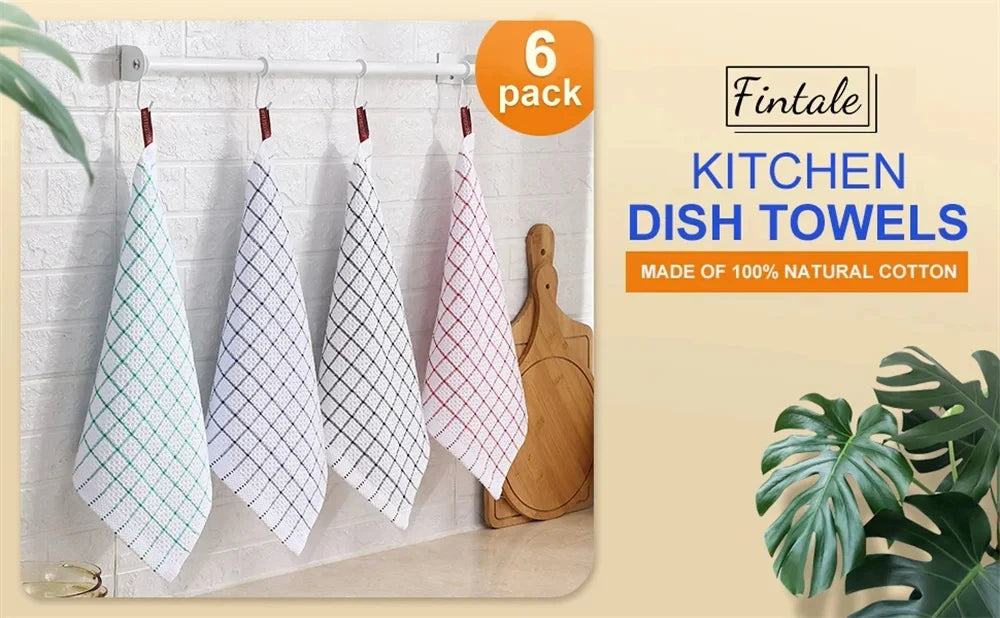 Olanly 100 Percent Cotton Kitchen Towel Super Absorbent Dishcloths for Home Cleaning and Washing Dishes