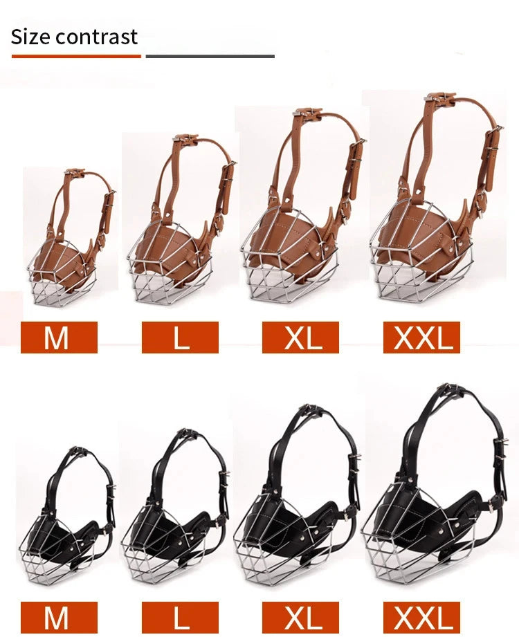 Adjustable Breathable Leather Dog Muzzle Anti Biting Protection Mask for Safe Pet Walking