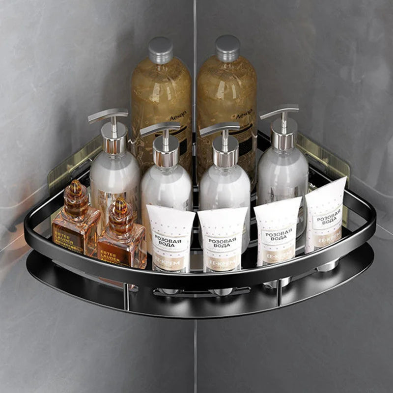Bathroom Shelf Aluminum Alloy Shampoo Rack No Drill Corner Storage Organizer