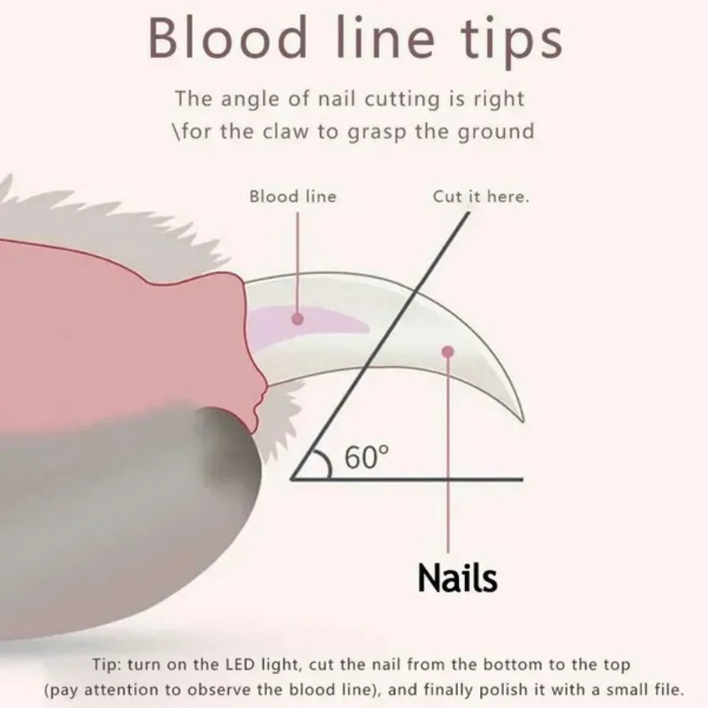 Professional Pet Nail Clipper with LED Light for Cats and Small Dogs - Safe and Easy Claw Grooming Tool
